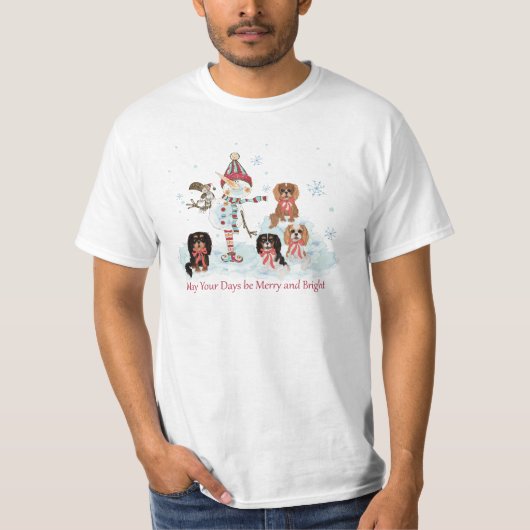 Cavalier King Charles Spaniel Winter Scene T-Shirt (Vorderseite)