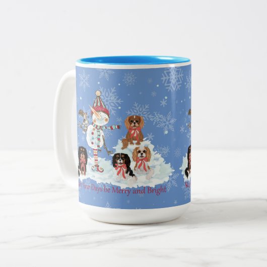 Cavalier King Charles Spaniel Winter Scene Zweifarbige Tasse (Vorderseite Links)