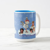 Cavalier King Charles Spaniel Winter Scene Zweifarbige Tasse (VorderseiteRechts)