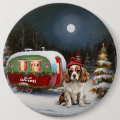 Cavalier King Charles Spaniel Wohnwagen Weihnachte Button (Vorderseite)