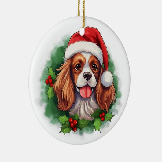 Cavalier King Charles Spaniel Wreath Keramik Ornament (Rechts)