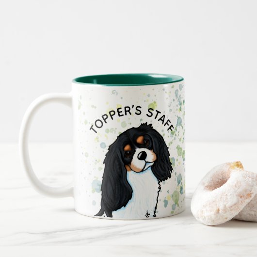 Cavalier King Charles Spaniel Zwei-Tone-Kaffee-Tas Zweifarbige Tasse (Mit Donut)