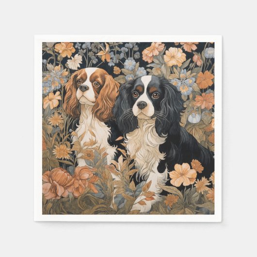 Cavalier King Charles Spaniels Antique Tapestes Serviette (Vorderseite)