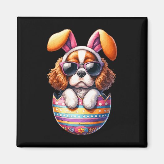 Cavalier King Charles Spaniels Dog Lover Easter Eg Magnet (Vorne)