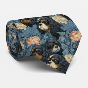 Cavalier King Charles Spaniels im Vintage-Garten Krawatte