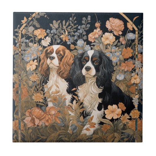 Cavalier King Charles Spaniels Tapestry Style Fliese (Vorderseite)