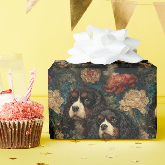 Cavalier King Charles Spaniels viktorianische Blum Geschenkpapier (Geburtstagsparty)