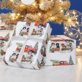 Cavalier King Charles Spaniels Winter Truck  Geschenkpapier