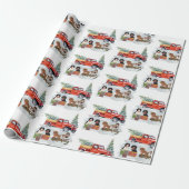 Cavalier King Charles Spaniels Winter Truck  Geschenkpapier (Ungerollt)