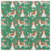 Cavalier King Charles Spaniens Weihnachtsgrün Stoff (Muster)