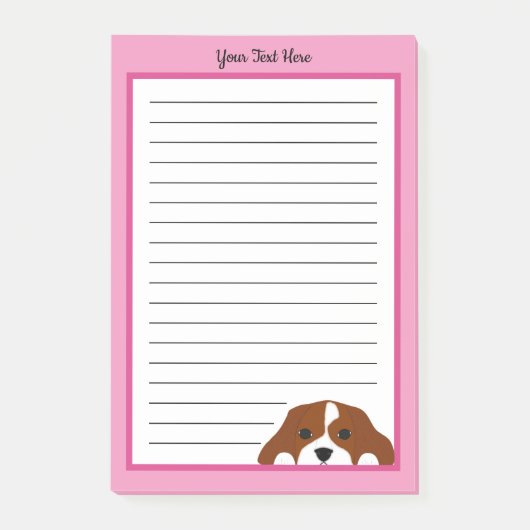 Cavalier King Charles Spanisch Welpe Hund Pink Post-it Klebezettel (Vorderseite)