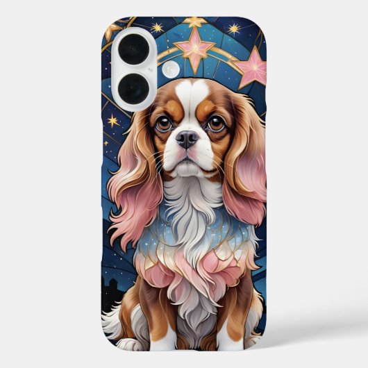Cavalier King Charles Stains Glas Pink Stars Case-Mate iPhone Hülle (Rückseite)