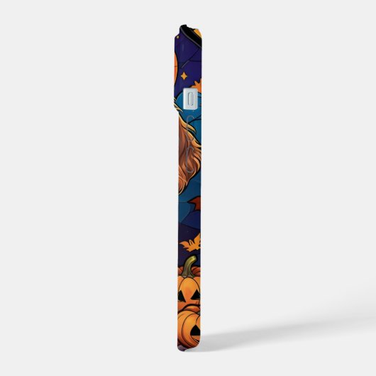 Cavalier King Charles Stains Glass Halloween iPhone 15 Hülle (Linke Seite)