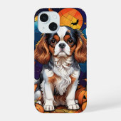Cavalier King Charles Stains Glass Halloween iPhone 15 Hülle (Rückseite)
