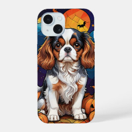 Cavalier King Charles Stains Glass Halloween iPhone 15 Hülle