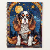 Cavalier King Charles Stains Glass Night Sky Moon Planer (Vorderseite)