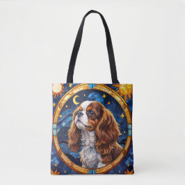 Cavalier King Charles Stains Glass Night Sky Moon Tasche