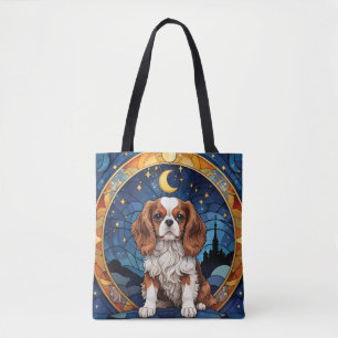 Cavalier King Charles Stains Glass Night Sky Moon Tasche