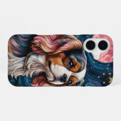 Cavalier King Charles Stains Glass Stars Moon iPhone 16 Hülle (Rückseite (Horizontal))