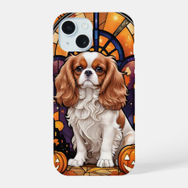 Cavalier King Charles Stared Glass Halloween Fall iPhone 15 Hülle