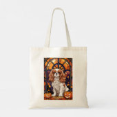 Cavalier King Charles Stared Glass Halloween Fall Tragetasche (Rückseite)
