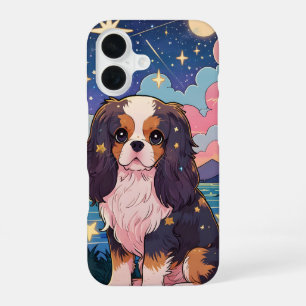 Cavalier King Charles Tricolor Pastel Clouds iPhone 16 Hülle