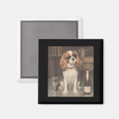 Cavalier King Charles trinkt Champagner Lustig Magnet (Vorderseite/Rückseite)