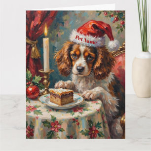 Cavalier King Charles Weihnachtspudding-Teeparty Karte