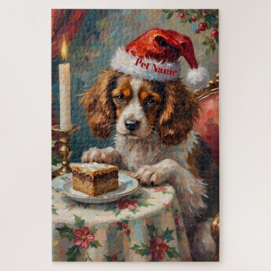 Cavalier King Charles Weihnachtspudding-Teeparty  Puzzle (Vertikal)