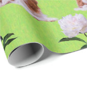 Cavalier King Charles & White Peony Wrapping Paper Geschenkpapier (Rolleneckpunkt)