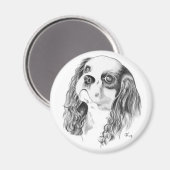 Cavalier King Charles Zeichnend Magnet (Vorderseite/Rückseite)