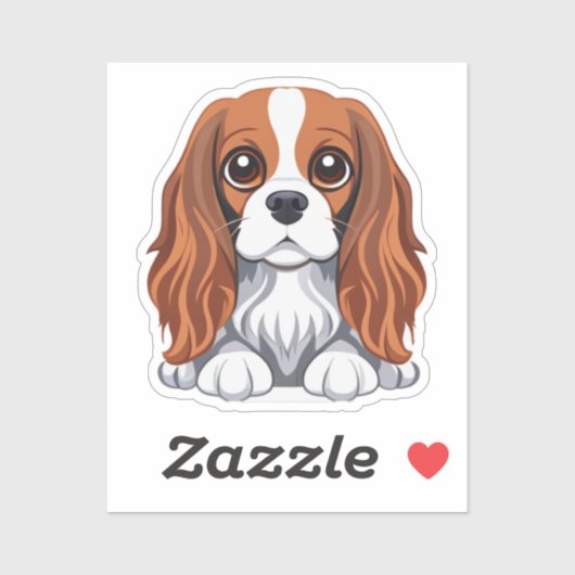 Cavalier King Charts Aufkleber illustriert (Blatt)