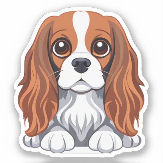 Cavalier King Charts Aufkleber illustriert (Vorderseite)