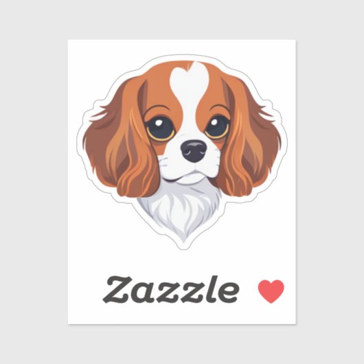 Cavalier King Charts Kopf illustriert Aufkleber (Blatt)