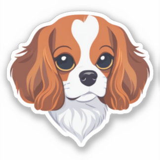 Cavalier King Charts Kopf illustriert Aufkleber