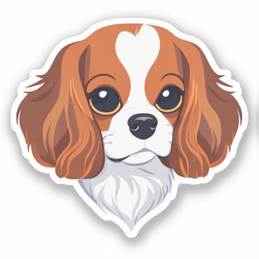 Cavalier King Charts Kopf illustriert Aufkleber (Vorderseite)
