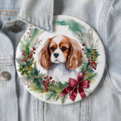 Cavalier King Christmas Wreath Festivals Button (Beispiel)