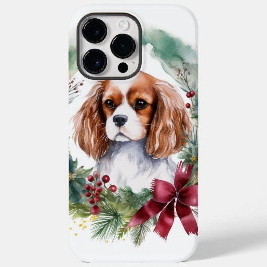 Cavalier King Christmas Wreath Festivals Case-Mate iPhone Hülle (Rückseite)