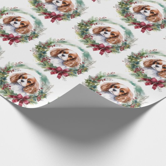 Cavalier King Christmas Wreath Festivals Geschenkpapier (Ecke)