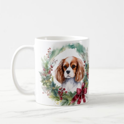 Cavalier King Christmas Wreath Festivals Kaffeetasse (Links)