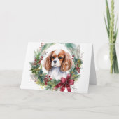 Cavalier King Christmas Wreath Festivals Karte (Vorderseite)