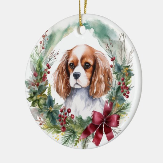 Cavalier King Christmas Wreath Festivals Keramik Ornament (Links)
