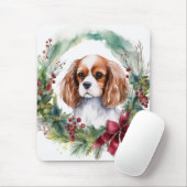 Cavalier King Christmas Wreath Festivals Mousepad (Mit Mouse)