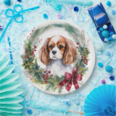 Cavalier King Christmas Wreath Festivals Pappteller (Party)