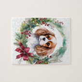 Cavalier King Christmas Wreath Festivals Puzzle (Horizontal)
