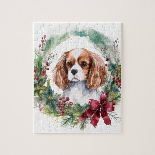 Cavalier King Christmas Wreath Festivals Puzzle (Vertikal)
