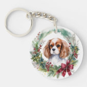 Cavalier King Christmas Wreath Festivals Schlüsselanhänger (Vorderseite)