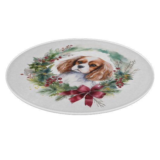 Cavalier King Christmas Wreath Festivals Schneidebrett (Ecke)