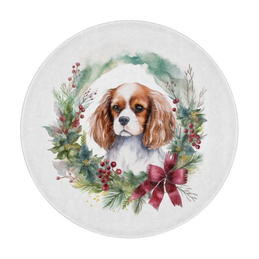 Cavalier King Christmas Wreath Festivals Schneidebrett (Vorderseite)