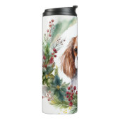 Cavalier King Christmas Wreath Festivals Thermosbecher (Nach links gedreht)